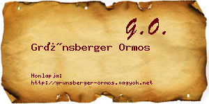 Grünsberger Ormos névjegykártya